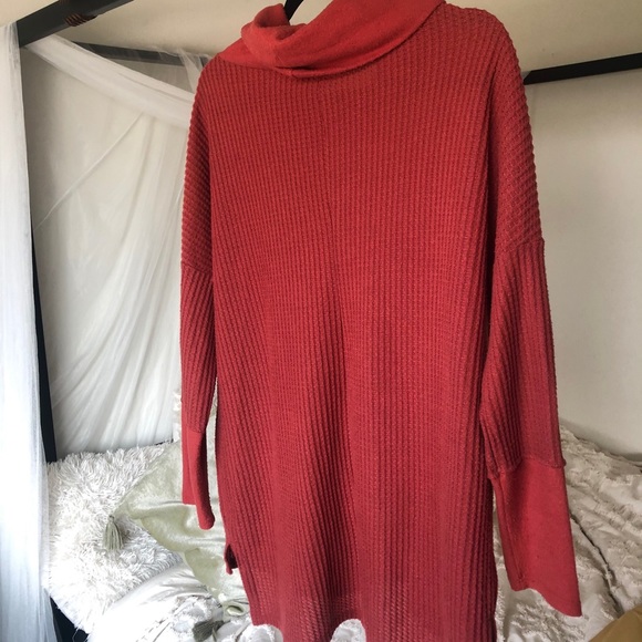 Burnt Orange Waffle Knit MocNeck Sweater - Picture 2 of 2